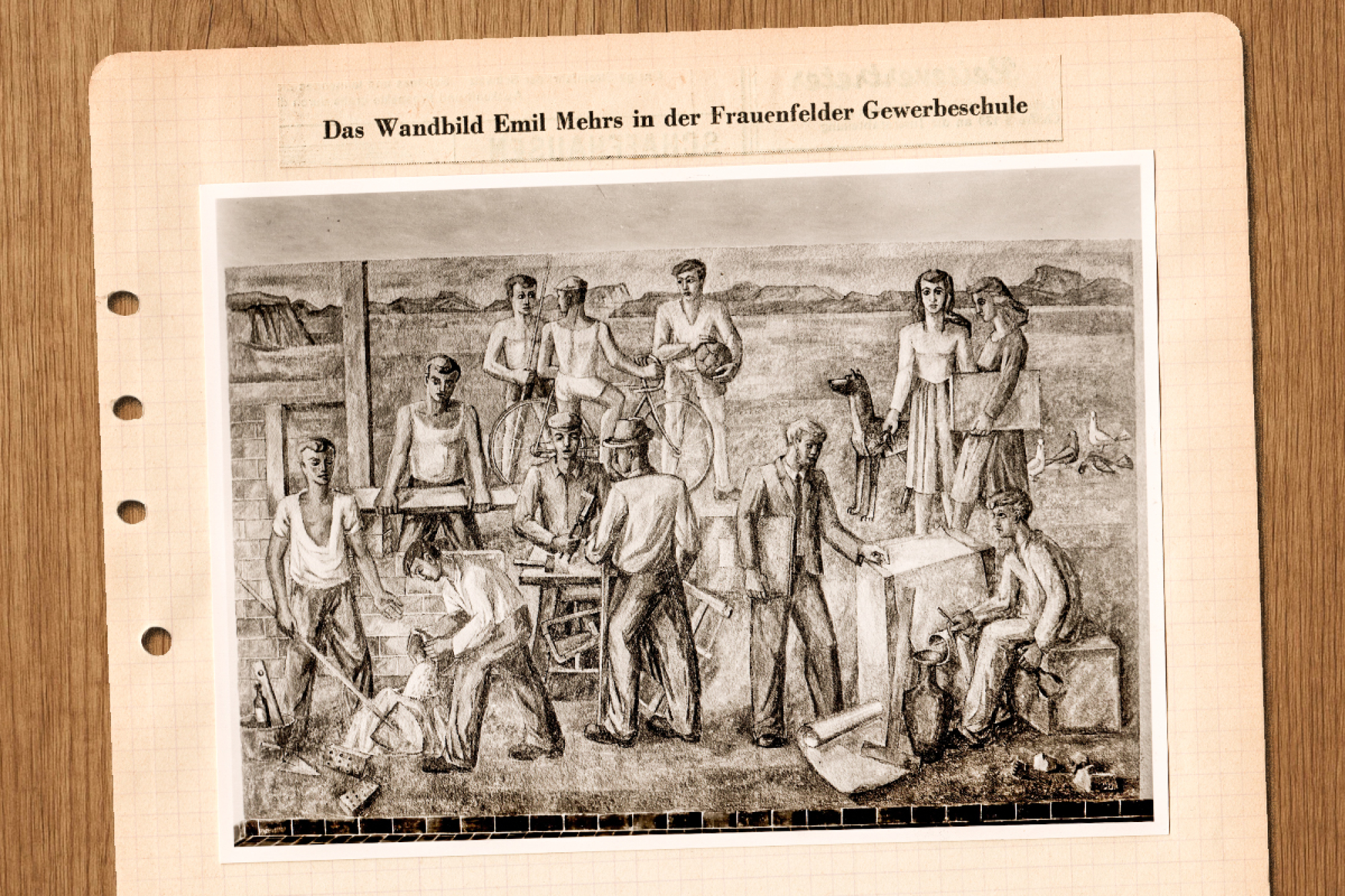 Wandbild im neuen Gewerbe-Schulhaus Kurzdorf